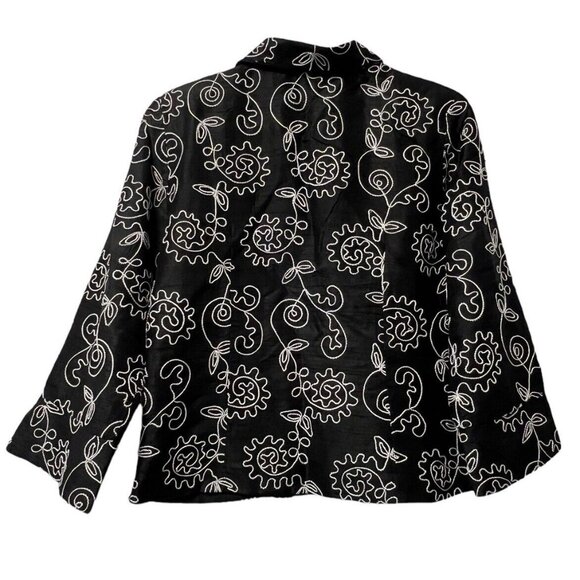Bleu Bayou Women Size Medium Art to Wear 100% Silk Jacket Embroidered Designer - Picture 2 of 10